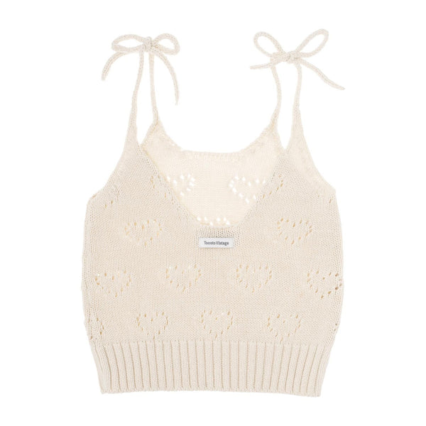 Knitted Heart Top in Off White