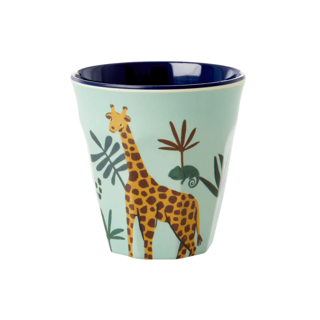 Small Cup Blue Jungle Animals Print