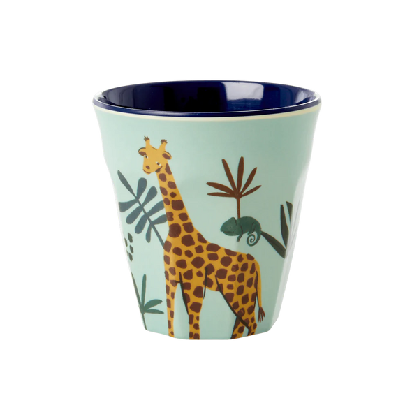 Small Cup Blue Jungle Animals Print