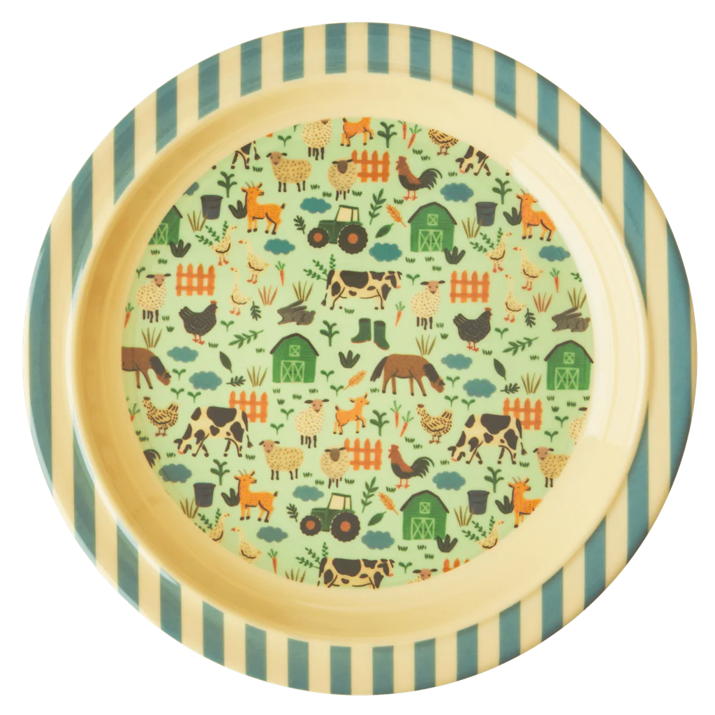 Lunch Plate in Blue Farm Print