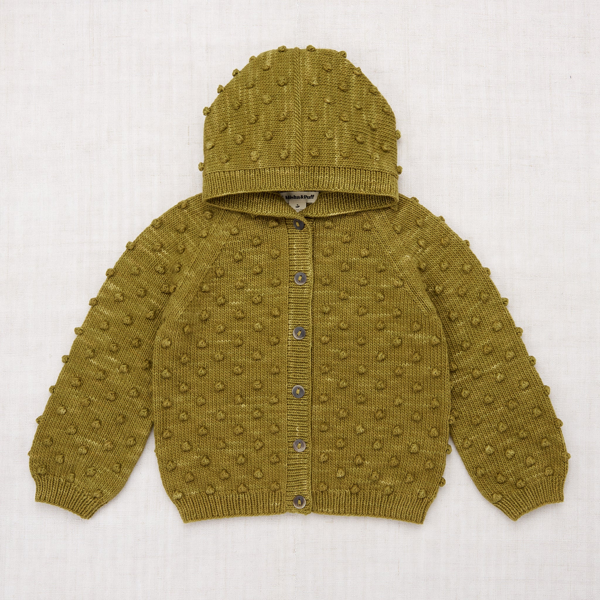 Misha and Puff, Hooded Popcorn Cardigan in Tarragon – CouCou