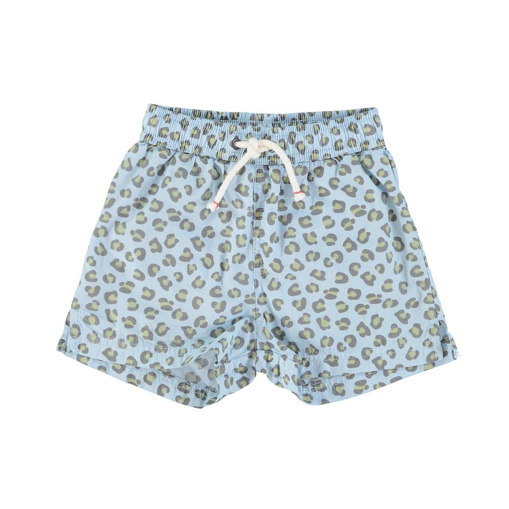 Swim Shorts in Light Blue w/Animal print