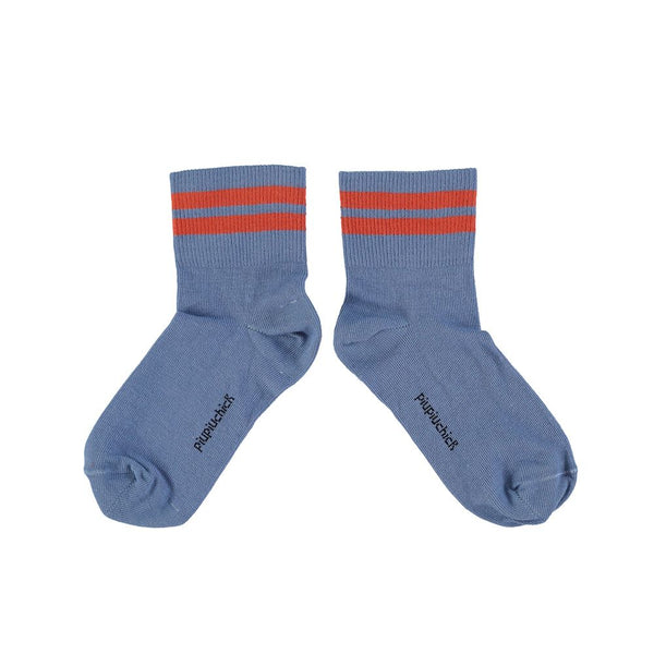 Socks in Blue w/Orange Stripes