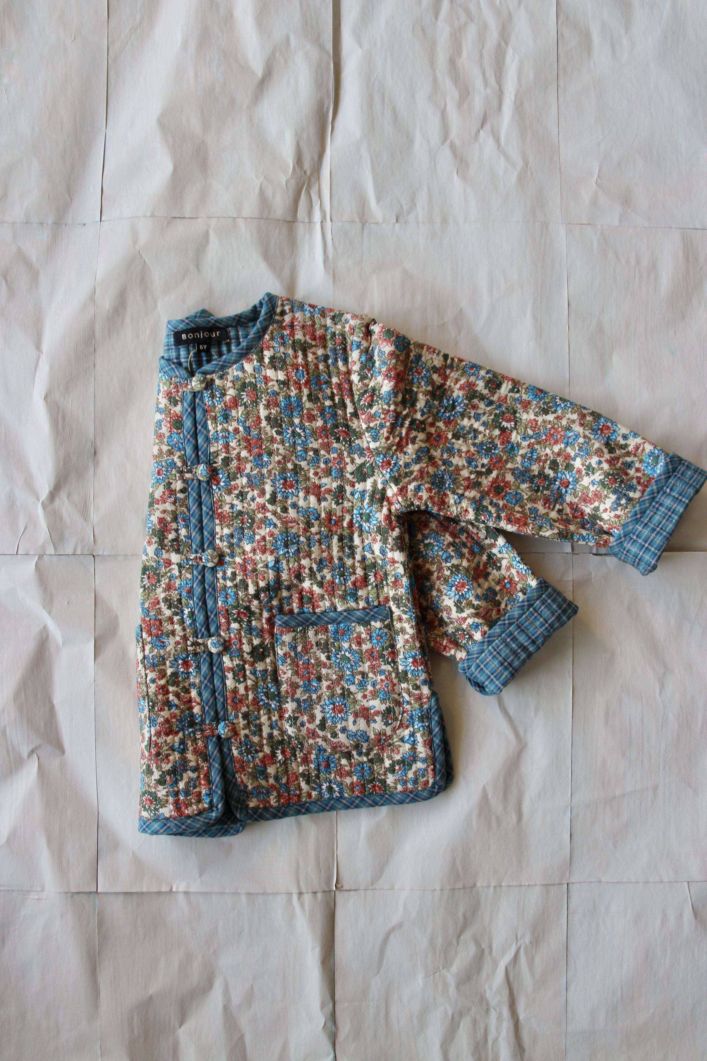 Quilted Jacket - Blue Flowers