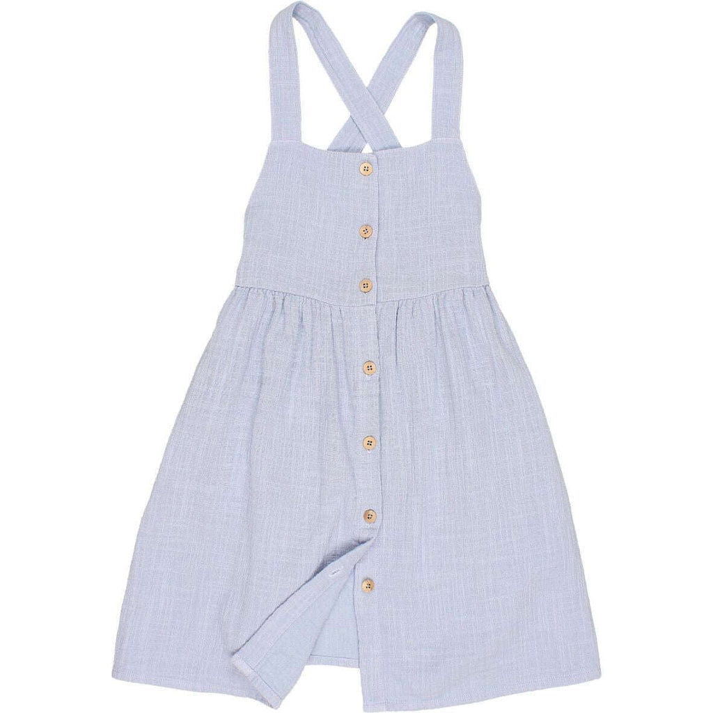 Búho,Double Gauze Dungaree Dress in Añil,CouCou,Girl Clothes