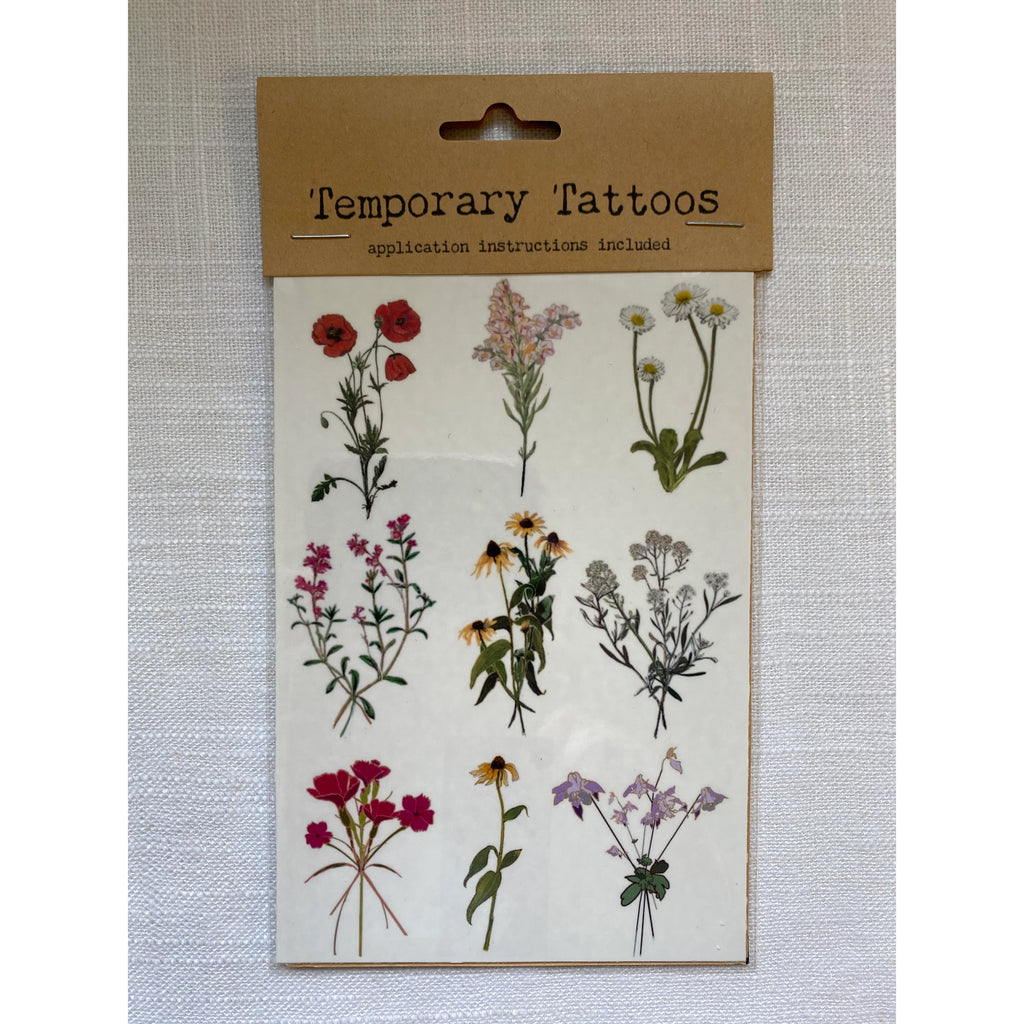Temporary Tattoo Sheets - Colorful Wildflowers