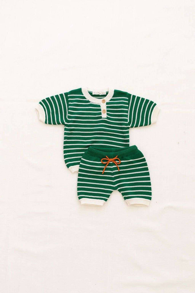 Fin & Vince,Zion Knit Shorties in Emerald,CouCou,Boy Clothes