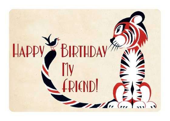 Laughing Elephant,Tiger with Birthday Friend Card,CouCou,Stationary + Greeting Cards