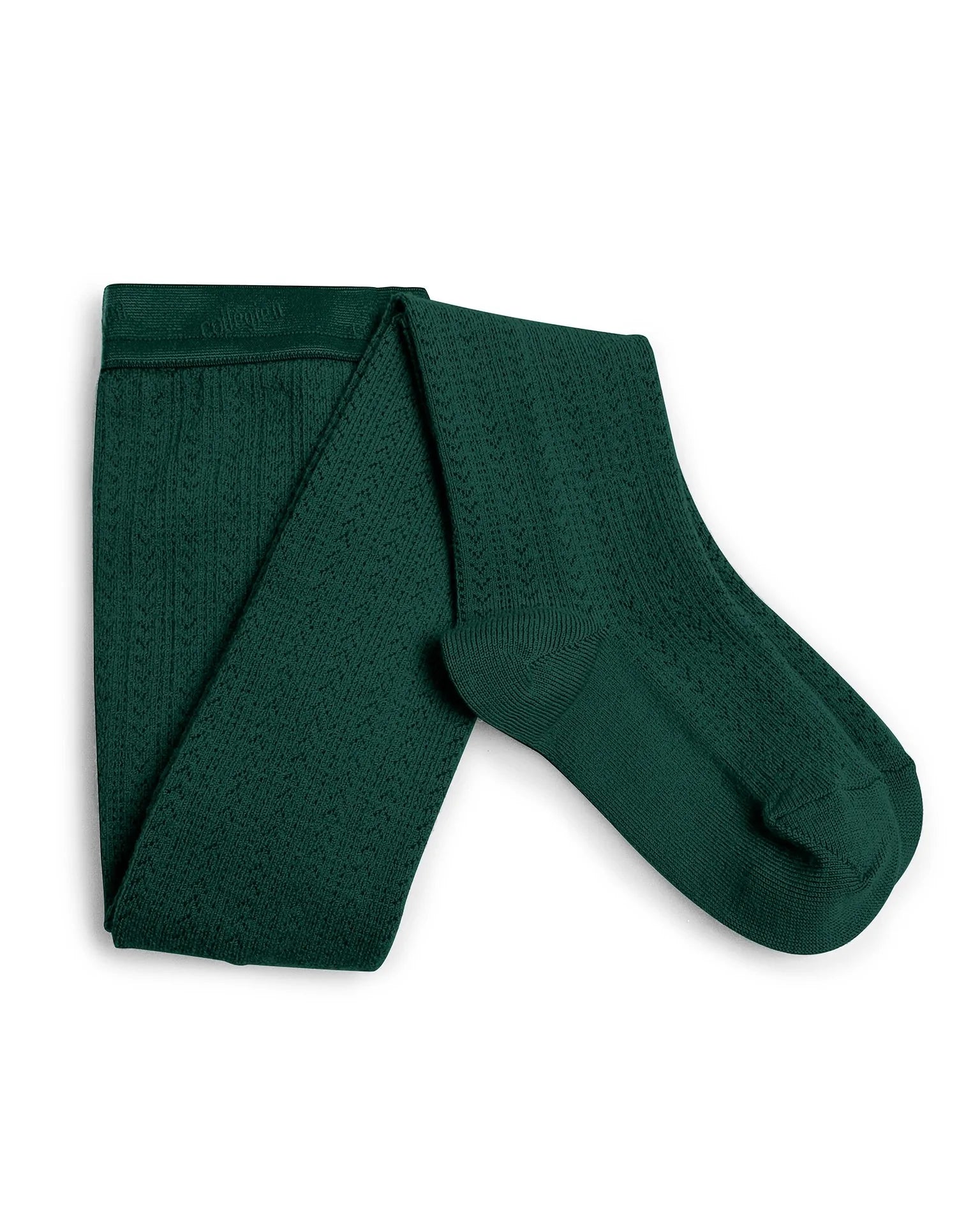 Collegien, Angelique, Pointelle Merino Wool Tights in Vert Forﾃｪt 窶� CouCou