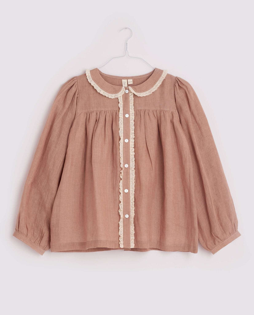 little cotton clothes,Eleanor Linen Blouse in Mallow,CouCou,Girl Clothes