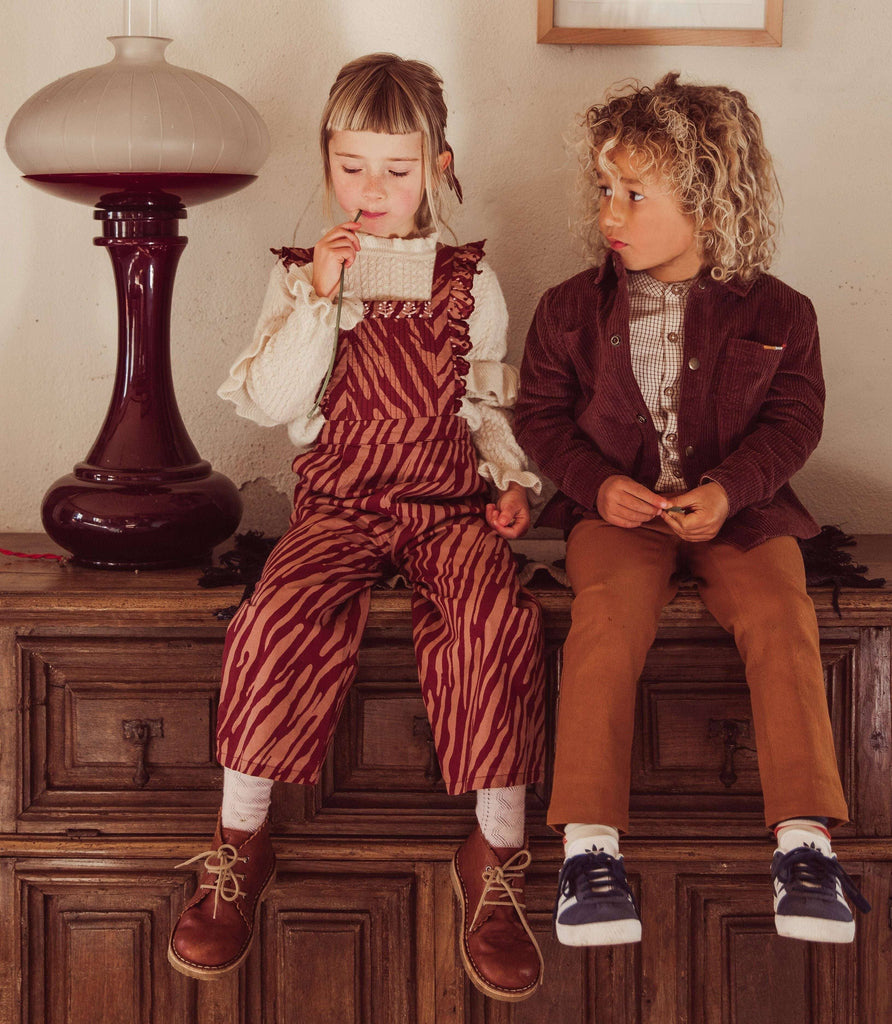 Louise Misha,Serafina Overalls in Sienna Brush Stripes,CouCou,Girl Clothes