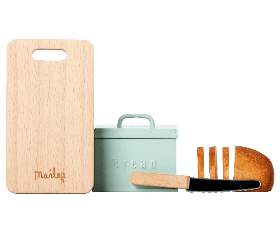 Maileg,Miniature Bread Box w/ Cutting Board and Knife,CouCou,Toy