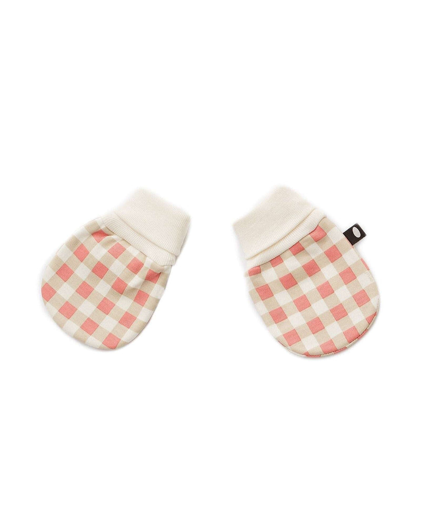 Oeuf,Mittens in Warm Red/Gingham,CouCou,Baby Accessories