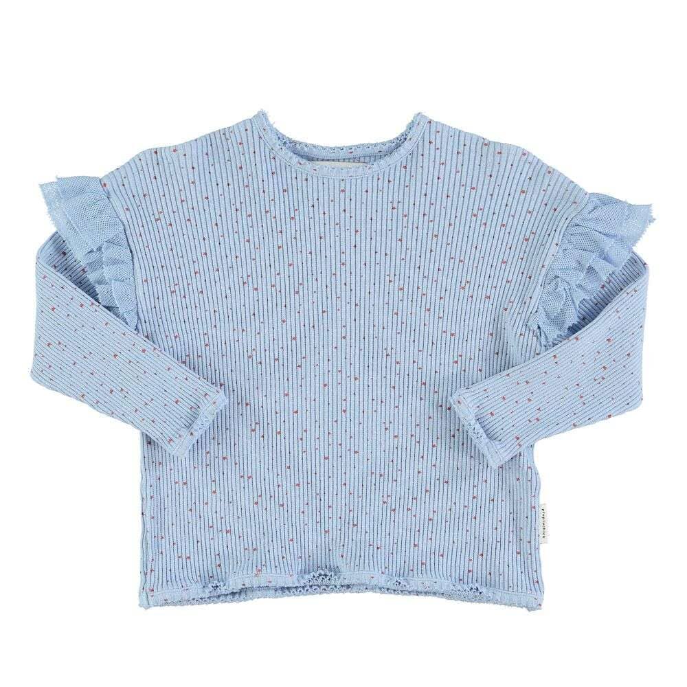 piupiuchick,L/S Tee w/ Frills in Light Blue and Stars,CouCou,Girl Clothes
