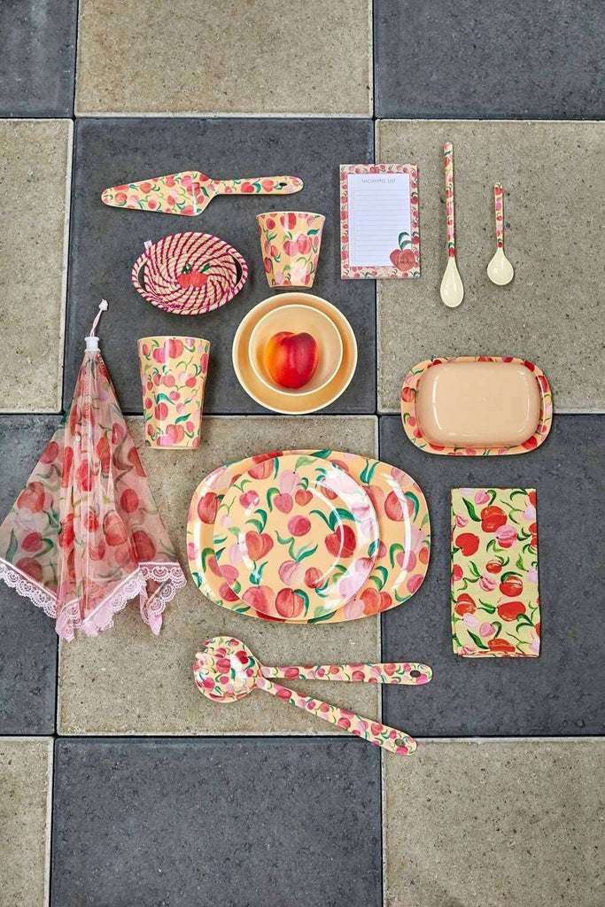 RICE,Kids Melamine Lunch Plate with Peach Print,CouCou,Kitchenware