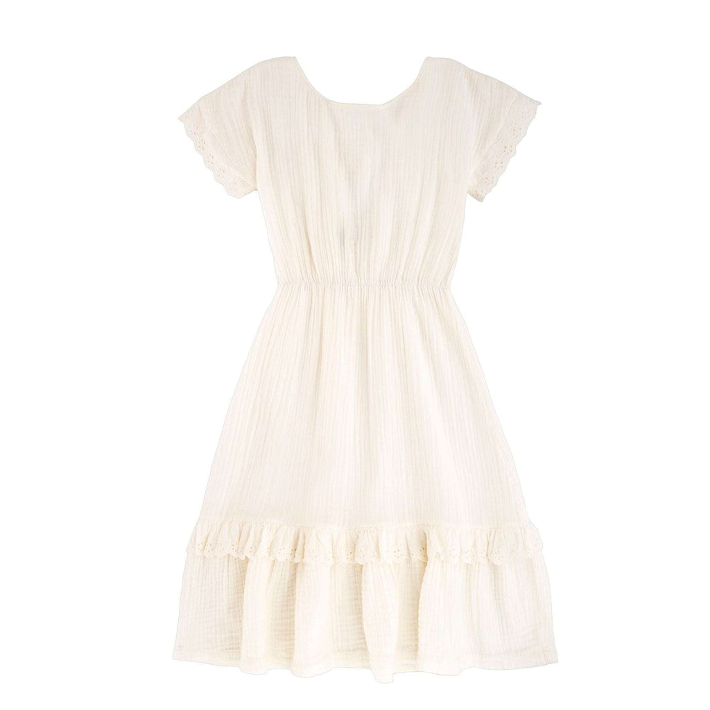 Tocoto Vintage,Lace Trim Dress in Off-White,CouCou,Girl Clothes