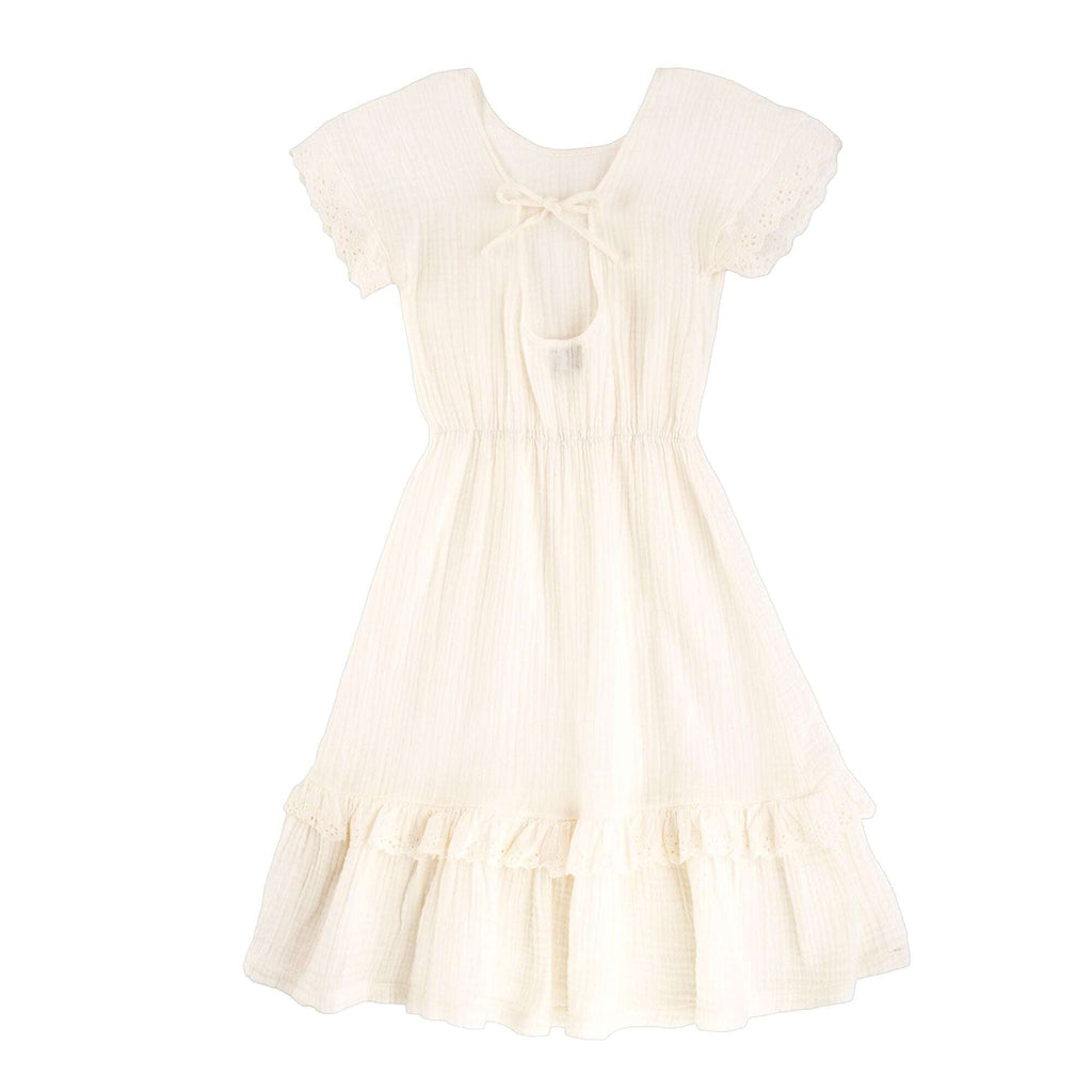 Tocoto Vintage,Lace Trim Dress in Off-White,CouCou,Girl Clothes